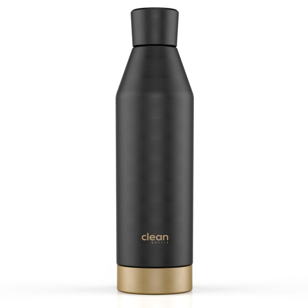 Canteen Bottle -Black – 17 oz Stainless Steel Water Bottle with Removable Bottom